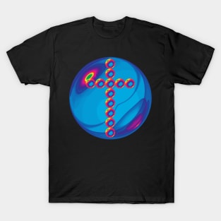 Rainbow Cross in Glass Ball T-Shirt